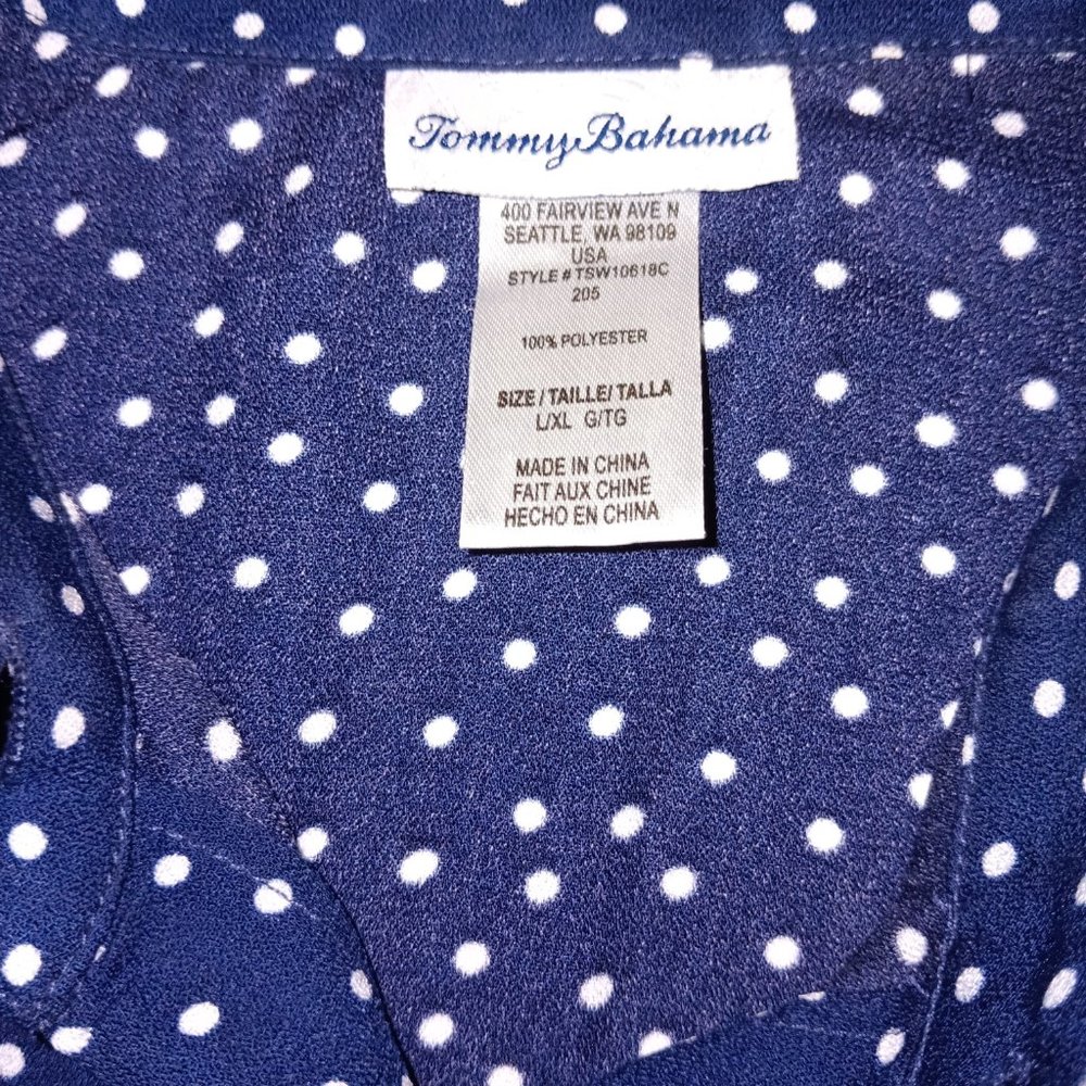 TOMMY BAHAMA SEA SWELL BOYFRIEND TUNIC BEACH COVER-UP POLKA DOT BLUE WHITE L/XL - Picture 9 of 11